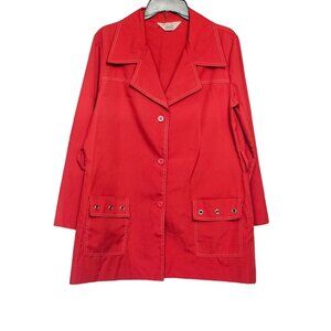 Vintage Koret Of California KORATRON Red Button-Up Front Pocket Chore Jacket